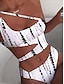 preiswerte Bikini-Damen Bademode Bikinis 2 Stück Normal Badeanzug Farbblock Batik Push-Up Hosen Bedruckt Weiß Gefüttert Bustier Badeanzüge Alltag Sexy neu / Gepolsterte BHs