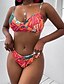 cheap Bikini-Women&#039;s Bikini Swimsuit Cover Up Swimsuit UV Protection Quick Dry Water Sports Floral Tie Dye Green Orange Black Swimwear Padded Crop Top Bathing Suits New Casual Sexy / Summer / Three Piece / Leaf