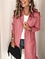 billige Blazere-dame blazer ensfarvet polyesterfrakke toppe sort / rødmende pink / khaki