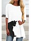 cheap Casual Dresses-Women&#039;s T Shirt Dress Tee Dress Short Mini Dress Blue White Half Sleeve Cat Animal Print Spring Summer Round Neck Casual Holiday 2021 S M L XL XXL 3XL