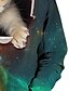 billige Hettegensere og gensere til jenter-Barn Jente Hettegenser og sweatshirt Langermet Kakifarget Katt 3D-utskrift Katt Dyr Trykt mønster Skole Aktiv 4-12 år