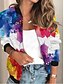cheap Jackets-Women&#039;s Jacket Bomber Jacket Varsity Jacket Patchwork Print 3D Print Active Streetwear Going out Work Coat Regular Rayon Rainbow Zipper Spring &amp;  Fall Stand Collar Loose M L XL XXL 3XL / Color Block
