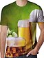 cheap Tank Tops-Men&#039;s Shirt T shirt Tee Color Block 3D Beer Round Neck Yellow Dark Green Green Rainbow Plus Size Going out Weekend Short Sleeve Clothing Apparel Basic