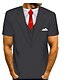 baratos Tank Tops-Homens Camiseta Camisa Social Gráfico Impressão 3D Decote Redondo Diário Manga Curta Imprimir Blusas Básico Exagerado Branco Preto Vermelho
