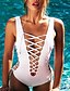 cheap One-Pieces-Women&#039;s Swimwear One Piece Normal Swimsuit Solid Colored White Halter Bathing Suits