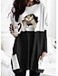 cheap T-Shirts-Women&#039;s Easter T shirt Tee Long Sleeve Cat Graphic 3D Round Neck Pocket Basic Tops Loose Black Gray Khaki S
