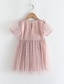 cheap Girls&#039; Dresses-Kids Little Girls&#039; Dress Polka Dot Patchwork Ruffle Mesh Patchwork Blushing Pink Short Sleeve Cute Dresses Regular Fit / Print