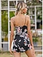abordables Jumpsuits &amp; Rompers-Mujer Boho Negro Mono Floral Estampado
