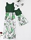 cheap New Arrivals-Mommy and Me Dresses Floral Print Green Maxi Sleeveless Daily Matching Outfits / Summer