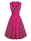 billige Kjoler til nytårsaften-kvinders plus størrelse 50&#039;erne vintage klassisk polka dot swing pinup rockabilly kjole rosered 5x