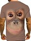 billige T-skjorter og singleter til herrer-Herre Skjorte T skjorte T-skjorter Grafisk Dyr Orangutang Rund hals Svart Rosa Brun 3D-utskrift Fest Gate Kortermet Trykt mønster Klær Elegant og moderne Morsom Bekvem Stor og høy