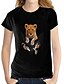 abordables T-shirts-Mujer Camiseta 3D Perro Gráfico 3D Escote Redondo Estampado Básico Tops 100% Algodón Negro Blanco