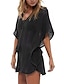 abordables Women&#039;s Swimsuits-Mujer Negro Gasa Encaje Color sólido Geométrico Inmersión Moda Sensual Tamaño Único / Traje de baño encubrir / Top de playa / Sayo / Vestido camiseta / nuevo