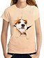 baratos T-shirts-Mulheres 3D Camiseta Cachorro Gráfico 3D Estampado Decote Redondo Básico Blusas Branco Amarelo Laranja