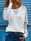 abordables Tops más vendidos-Mujer Corazón Diario Noche Manga Larga Camiseta Escote Redondo Encaje Básico Tops Blanco S