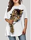 cheap Plus Size Dresses-Women&#039;s Plus Size Cat T Shirt Dress Tee Dress Print Crew Neck Half Sleeve Casual Preppy Fall Spring Daily Holiday Short Mini Dress Dress / Graphic / Slim