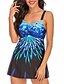 cheap Tankini-Women&#039;s Tankini Swim Dress Swimsuit Geometric Tie Dye Blue Swimwear Padded Strap Bathing Suits Sexy Modern / 3D