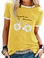 baratos T-shirts-Mulheres Camiseta Floral Flor Decote Redondo Básico Blusas Preto Roxo Amarelo