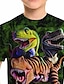 billige T-shirts &amp; Trøjer til Drenge-Børn Drenge T-shirt Kortærmet Dinosaurus Dyr Trykt mønster Grøn Børn Toppe Sommer Aktiv Sej Dagligdagstøj Regulær 4-12 år