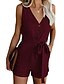 cheap Women&#039;s Jumpsuits-Women&#039;s Romper Solid Color Casual Casual Daily Sleeveless Standard Fit Wine Red Blue White S M L Summer