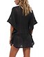 cheap Women&#039;s Swimsuits-Women&#039;s Black Chiffon Lace Solid Color Geometric Plunge Fashion Sexy One-Size / Swimsuit Cover Up / Beach Top / Tunic / T shirt Dress / New