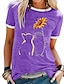 cheap T-Shirts-Women&#039;s Blouse Floral Sunflower Round Neck Tops Black Blue Purple