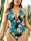 cheap Plus Size Swimwear-Women&#039;s One Piece Swimsuit Geometric Green Swimwear Bathing Suits