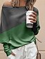 cheap Shoes &amp; Accessories-Women&#039;s Blouse Color Block Going out Work Long Sleeve Blouse Off Shoulder Patchwork Form Fit Green White Blue S / Stretchy