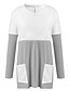 cheap T-Shirts-Women&#039;s T shirt Long Sleeve Plain Round Neck Pocket Basic Tops Loose 100% Cotton Gray Khaki Orange