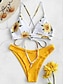 billige Bikini-Dame Bikini 2 stk badedragt Stroppet Pak ind Blomstret Gul Grøn Lysegrøn Badetøj Badedragter / BH med indlæg