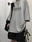 abordables Tops de talla grande-Mujer Tallas Grandes Camiseta Retazos Un Color Manga Larga Lazo Escote Redondo Tops Algodón Top básico Negro Gris