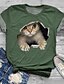 preiswerte Übergrößenkollektion-Damen Übergröße Oberteile Katze Grafik 3D T-Shirt Druck Rundhalsausschnitt Kurzarm Frühling Sommer Grundlegend Große Größe / Übergrössen / Übergrössen