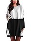 cheap Plus Size Dresses-Women&#039;s Shift Dress Short Mini Dress Wine Black Long Sleeve Print Color Block Patchwork Print Fall Round Neck Casual Slim 2021 S M L XL XXL 3XL 4XL 5XL / Plus Size
