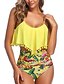 cheap Cover-Ups-Women&#039;s Swimwear Tankini Normal Swimsuit Floral Yellow Green Bathing Suits