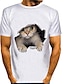 preiswerte Herren T-Shirts &amp; Tank Tops-Cat in Hole Herren-Grafik-Shirt, 3D-buntes Sommer-Baumwoll-T-Shirt mit Tiermotiven, Rundhalsausschnitt, grün, blau, lila, gelb, orange, Übergröße, lässiges, tägliches, kurzes T-Shirt