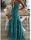 cheap Maxi Dresses-Women&#039;s Strap Dress Maxi long Dress Fuchsia Green Red Sleeveless Print Print Summer V Neck Elegant Sexy 2021 S M L XL XXL