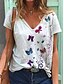 abordables T-shirts-Mujer Mariposa Diario Manga Corta Camiseta Escote en Pico Básico Tops Blanco Azul Piscina Morado S / Impresión 3D
