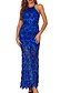 cheap Elegant Dresses-Women&#039;s A Line Dress Maxi long Dress Black Blue Red Blushing Pink Sleeveless Solid Color Backless Sequins Summer Round Neck Elegant Sexy 2021 S M L XL