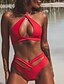 cheap Tankini-Women&#039;s Swimwear Bikini Swimsuit Lace up Army Green Red Swimwear Halter Bathing Suits