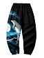 cheap Pants-Men&#039;s Casual / Sporty Athleisure 3D Print Elastic Waist Harem Loose Jogger Full Length Pants Micro-elastic Daily Sports Dolphin Mid Waist Black XXS XS S M L