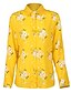 baratos Tops &amp; Blouses-Mulheres Blusa Camisa Social Leopardo Amarelo Azul Claro Imprimir Leopardo Floral Trabalho Manga Longa Colarinho de Camisa Básico Casual Padrão S