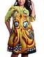 abordables Robes Grandes Tailles  Femme-Femme Grande Taille Graphic Robe Droite Imprimer Col Rond Manches 3/4 Casual L&#039;autume Printemps du quotidien Vacances Robe Longueur Genou Robe / Eté