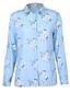 cheap Tops &amp; Blouses-Women&#039;s Blouse Shirt Leopard Yellow Light Blue Print Leopard Floral Work Long Sleeve Shirt Collar Basic Casual Regular S