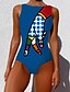 cheap One-Pieces-Women&#039;s Swimwear One Piece Monokini Bathing Suits Normal Swimsuit Color Block Geometric Slim Red print Blue print Black print Green print (White) 3 Padded Bathing Suits Active Basic Sports / Sexy