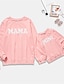 cheap Family Look Sets-Mommy and Me Tops Sweatshirt Graphic Print Gray / GRAY Pink Above Knee Long Sleeve Matching Outfits / Summer