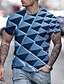 cheap T-Shirts-Men&#039;s Shirt T shirt Tee Tee Graphic Plaid Checkered 3D Round Neck Lake blue Cobalt Blue Blue Purple Gray 3D Print Party Daily Short Sleeve Clothing Apparel Basic Comfortable Big and Tall
