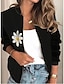 cheap Jackets-Women&#039;s Jacket Bomber Jacket Varsity Jacket Print Regular Coat Black Yellow Beige Daily Active Zipper Spring &amp;  Fall Collarless Regular Fit S M L XL XXL 3XL / Plants