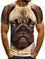 baratos Tank Tops-Homens Camiseta Camisa Social Animal Impressão 3D Decote Redondo Casual Diário Manga Curta Impressão 3D Imprimir Blusas Casual Moda Castanho Claro
