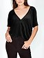 abordables Super Sale-Femme T shirt Tee Plein Noir Blanche Jaune Demi Manches basique Casual du quotidien Col V Standard