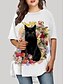 cheap Plus Size Dresses-Women&#039;s Plus Size Cat T Shirt Dress Tee Dress Print Crew Neck Half Sleeve Casual Preppy Fall Spring Daily Holiday Short Mini Dress Dress / Graphic / Slim